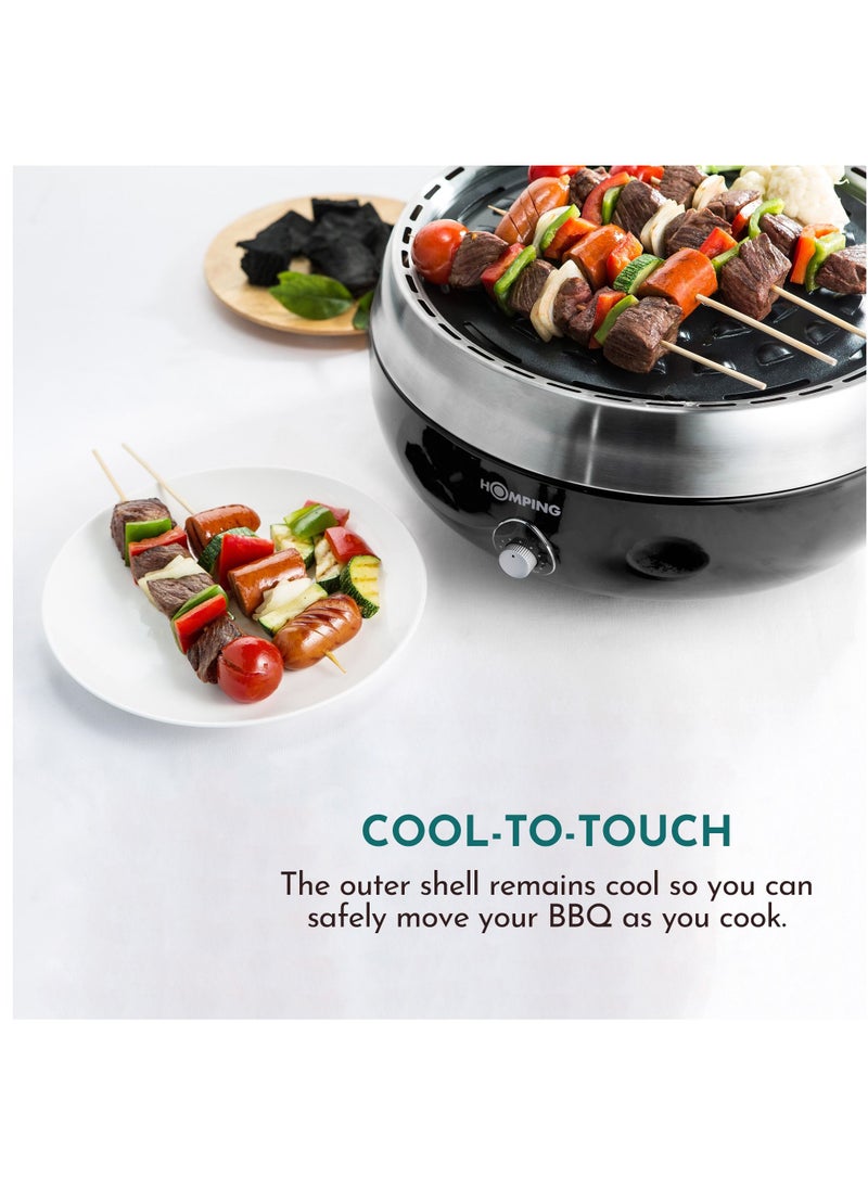 HOMPING - Smokeless Tabletop Non-stick Charcoal BBQ Grill, Multi Power Fan Controlled Air Flow, Revolutionary Barbecue - Image 1