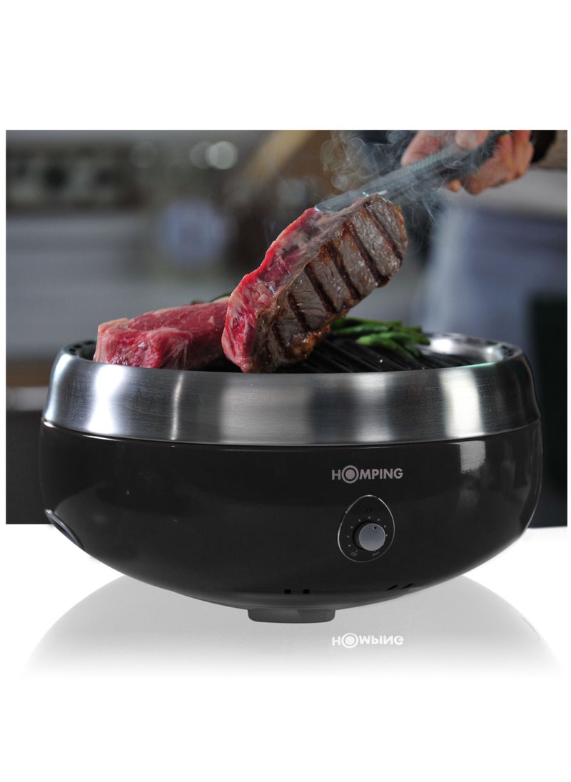 HOMPING - Smokeless Tabletop Non-stick Charcoal BBQ Grill, Multi Power Fan Controlled Air Flow, Revolutionary Barbecue - Image 1