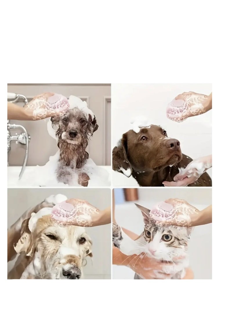 Loquat Pet Shampoo Brush, Silicone Massage Rubber Bath Comb With Shampoo Storage For Dog  Cat Grooming Tool - Image 2