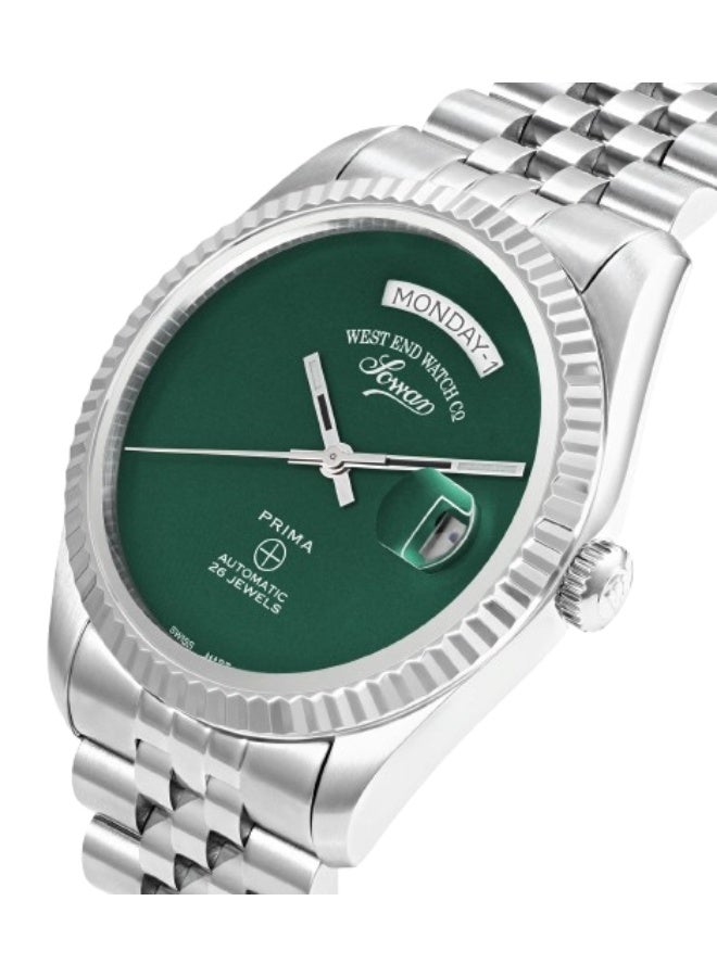 ويست إند ووتش كو West End Automatic Men's Watch 41mm, Day and Date, Green Dial - Stainless Steel Bracelet - Swiss Automatic - Image 3