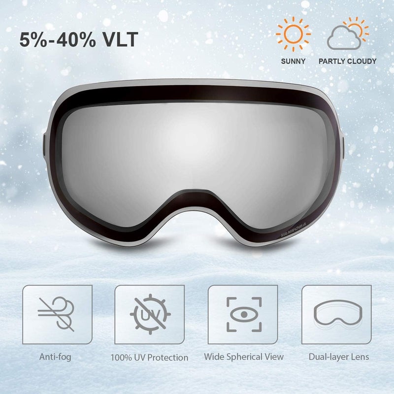 VANRORA X-Mag Ski Goggles Replacement Lens, Extra Snowboard Goggles Lens, Anti-Fog & 100% UV Protection - Image 2