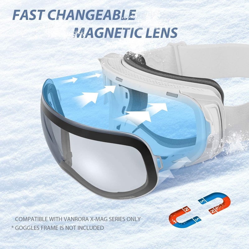 VANRORA X-Mag Ski Goggles Replacement Lens, Extra Snowboard Goggles Lens, Anti-Fog & 100% UV Protection - Image 4