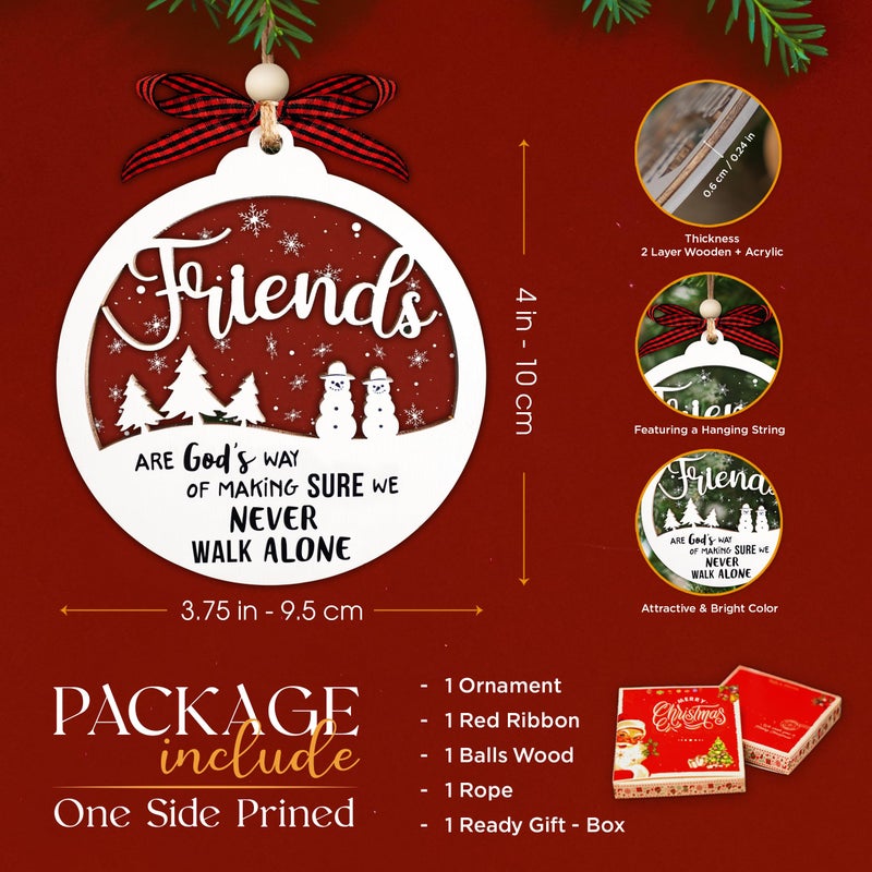 Hangwoous Friendships Ornament, 2 Layer Friends Christmas Ornaments, Friends Ornament, Christmas Gift For Women, Friendship Ornaments for Women Friend, New Year Gift, Friendship Gifts - Image 2