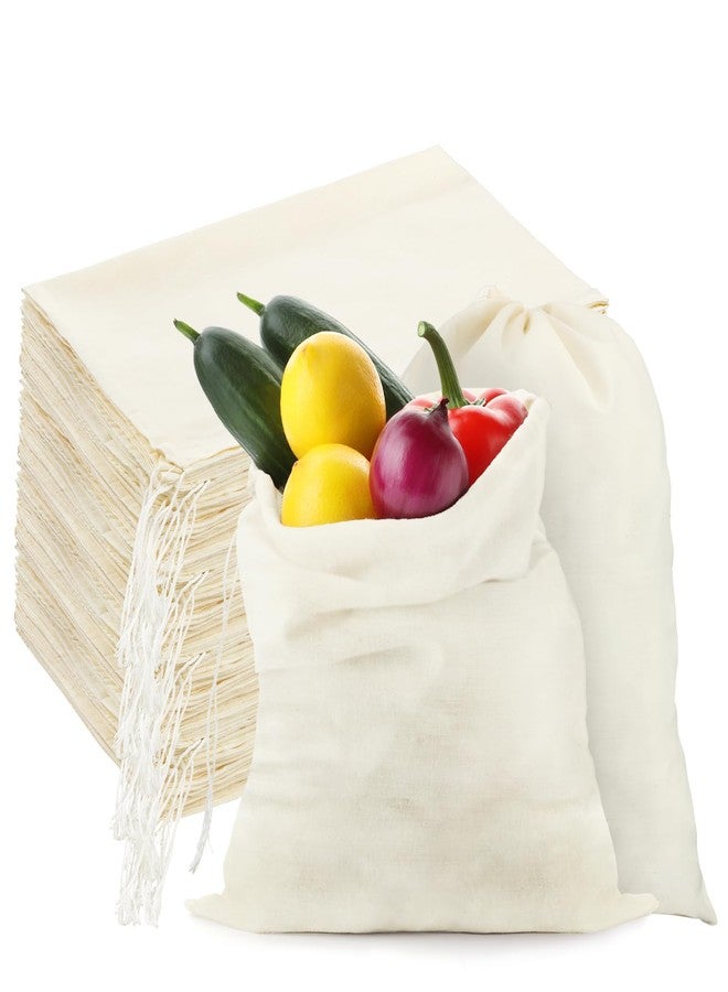 Pangda 100 Pieces Drawstring Cotton Bags Muslin Bags for Storage, Teas, Spices, Soaps, Candy, Jewellery, Wedding Party Favors and DIY Craft Home Decor (10 x 12 Inches) - Image 1