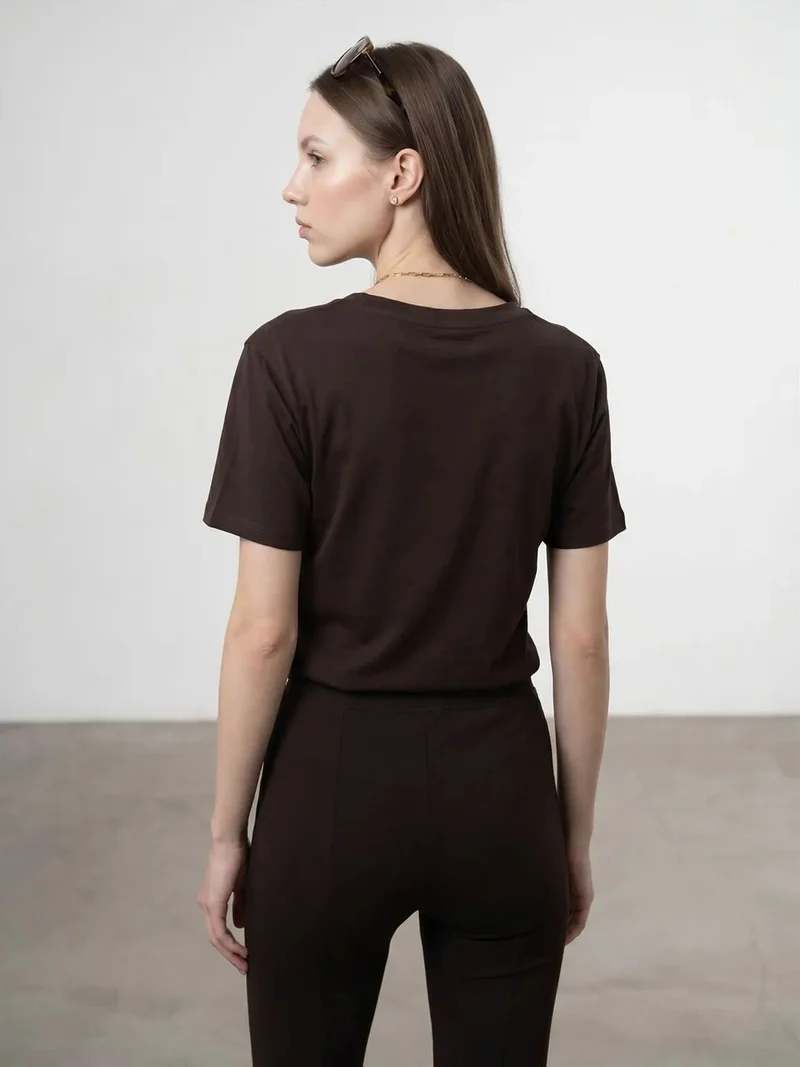 ديلفين Dilvin Cotton Tencel V-Neck Short-Sleeve Blouse