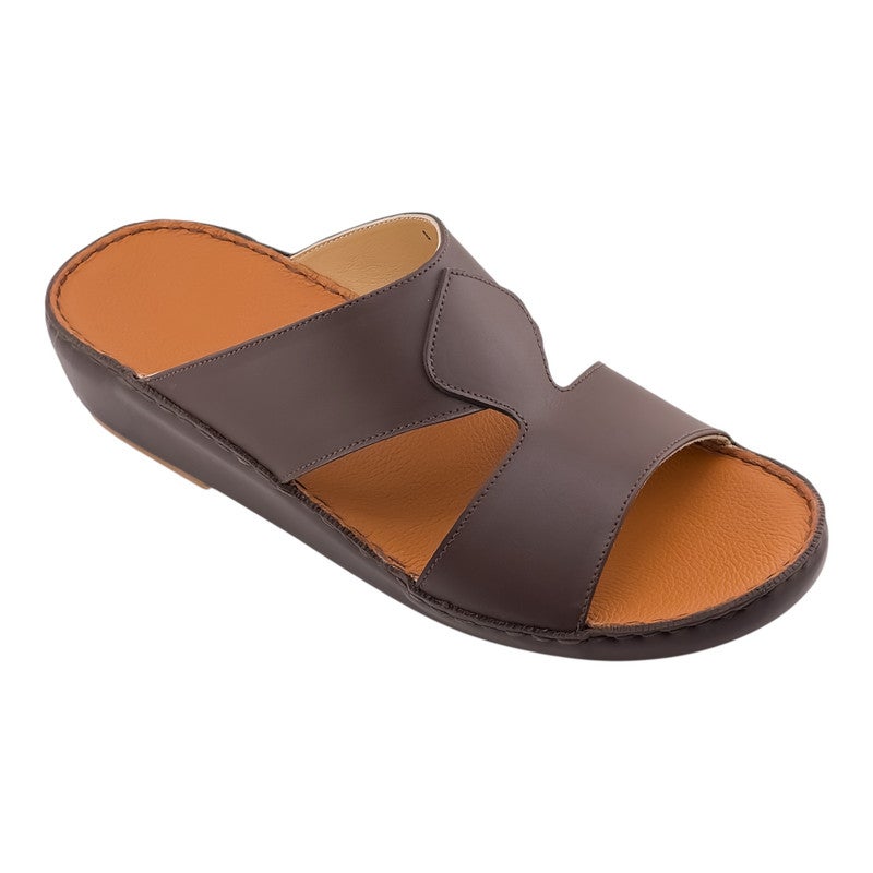 إيت صندل عربي يدوي الصنع للرجال من AET | شبشب رجالي خارجي | شبشب مفتوح من الأمام للاستخدام اليومي | جلد عربي أصلي ناعم | تصميم جديد | نعل داخلي بني| مريح وخفيف الوزن - Image 1