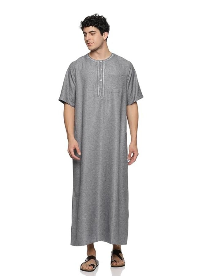 العثيمان جلابية رجالية برقبة دائرية وأكمام قصيرة - رداء/ثوب رجالي بأكمام قصيرة  - Image 1