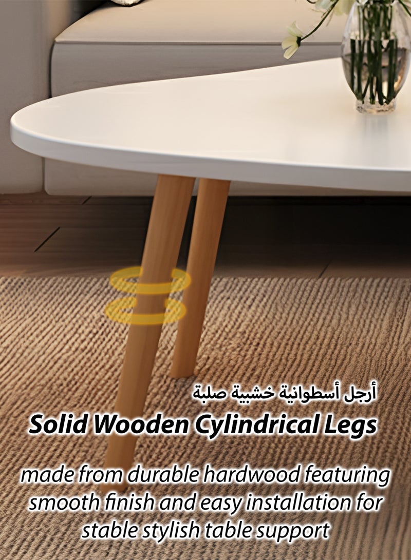 توشيونيكس طاولة قهوة عصرية بتصميم سحابة بيضاء - 100×50×42 سم - طاولة مركزية خشبية صغيرة بأرجل أسطوانية من خشب الصنوبر، طاولة شاي بسيطة من خشب MDF لغرفة المعيشة المنزلية، والمكتب، والشقق، والصالة، ومنطقة الاستقبال - Image 5