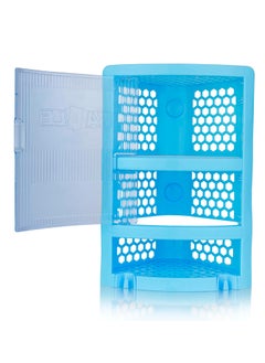 Nabhya Nabhya Multi Purpose Plastic Corner Rack with Door Wall Mount Bathroom Corner Storage Shelf for Kitchen, Living Room, Bathroom (Blue)  - Image 1