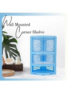 Nabhya Nabhya Multi Purpose Plastic Corner Rack with Door Wall Mount Bathroom Corner Storage Shelf for Kitchen, Living Room, Bathroom (Blue)  - Image 4