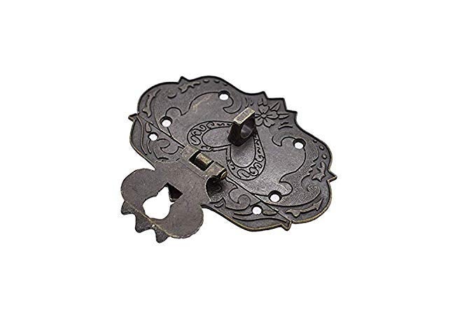 Mcredy Padlock Hasp Karcy 3.4"x2.5" Antique Style Embossing Decorative Hasp Latch Lock Pack of 1 (Medium Size) - Image 2