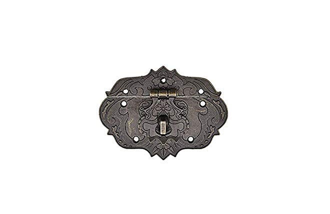 Mcredy Padlock Hasp Karcy 3.4"x2.5" Antique Style Embossing Decorative Hasp Latch Lock Pack of 1 (Medium Size) - Image 1