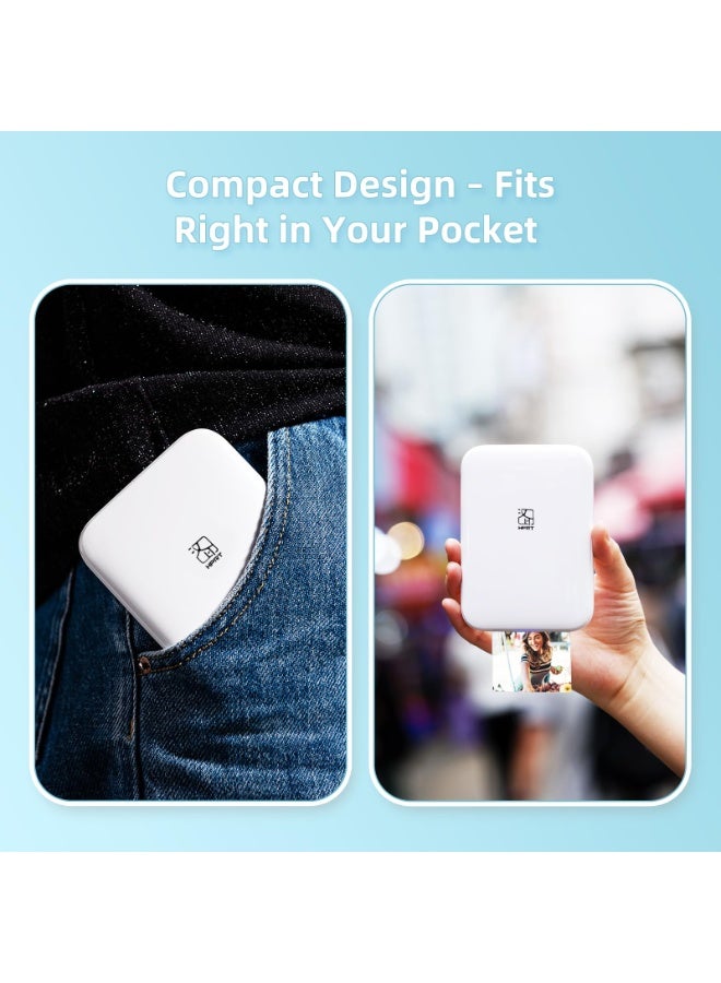 HPRT Portable Photo Printer, MT53 Mini Printer with 5 Sheets of 2x3 Zink Paper, Wireless Pocket Printer, Inkless Zink Photo Printer 313 DPI High Resolution, Bluetooth Instant Printer for Travel Party, Smartphone Printer Compatible with iOS Android (White) - Image 5