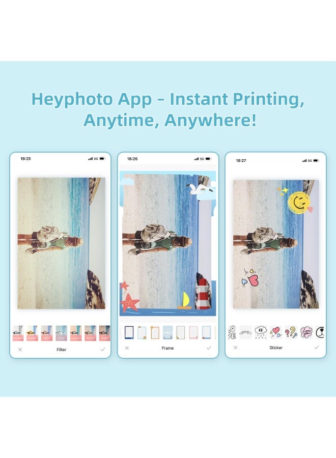 HPRT Portable Photo Printer, MT53 Mini Printer with 5 Sheets of 2x3 Zink Paper, Wireless Pocket Printer, Inkless Zink Photo Printer 313 DPI High Resolution, Bluetooth Instant Printer for Travel Party, Smartphone Printer Compatible with iOS Android (White) - Image 4