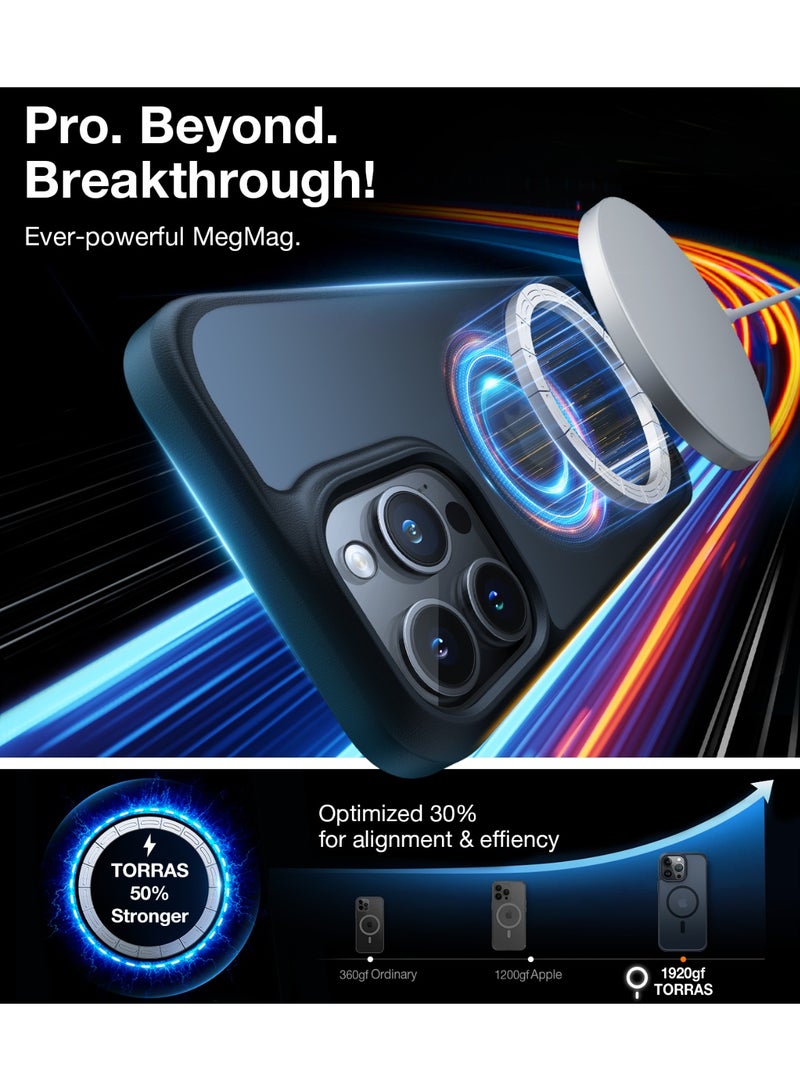 TORRAS Magnetic Guardian Designed for iPhone 15 Pro Max Case, [Mil-Grade Drop Tested] [Compatible with MagSafe] Slim Frosted, Translucent Slim Protective Case for 15 Pro Max Anti-Fingerprint Anti-ScratchCase for iPhone 15 Pro Max Phone Case (6.7") Blue Navy Blue - Image 3