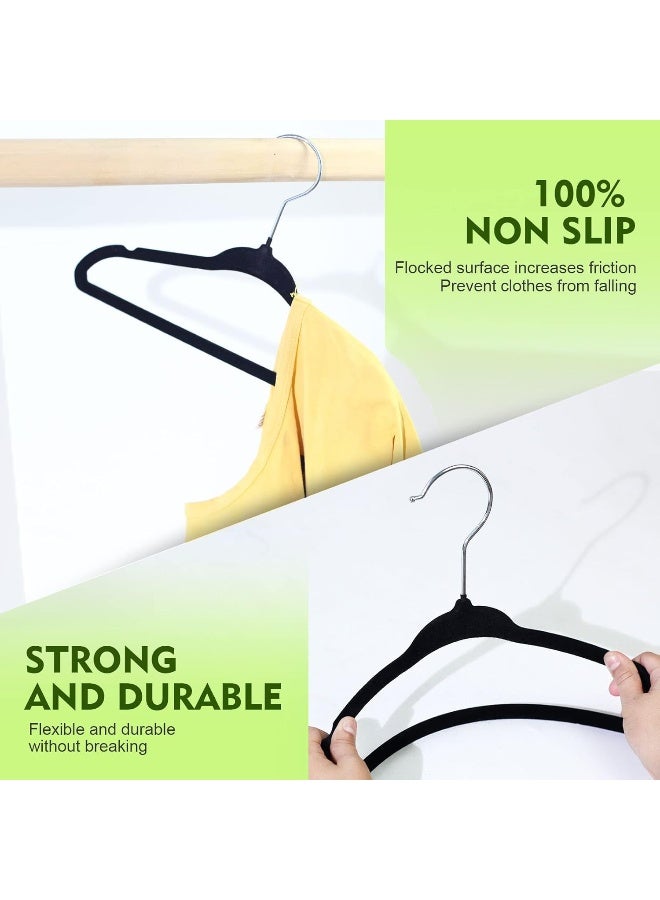 SKY-TOUCH SKY-TOUCH Non-Slip Velvet Kids Hangers 30 Pack, Premium Baby Clothes Hangers with 360 Chrome Swivel Hook, Non Slip Toddler Hangers for Kids and Children Clothes Space saving (Black) - Image 5