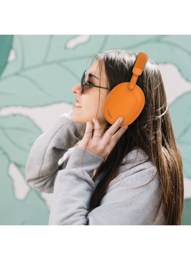 جرين ليون سماعة رأس لاسلكية من صنستون، سماعة بلوتوث مع 36 ساعة من التشغيل، مدى اتصال 10 أمتار، ميكروفون، دعم AUX، محرك 40 مم - برتقالي - Image 2