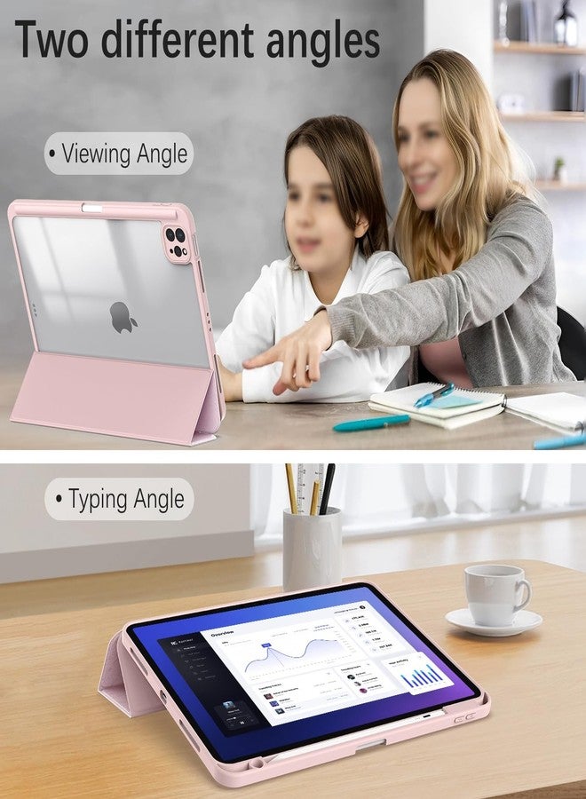 Xkladz جراب Xkladz لجهاز iPad Pro مقاس 11 بوصة، الجيل الرابع/الثالث/الثاني/الأول (2022/2021/2020/2018)، جراب مع حامل قلم، غطاء خلفي شفاف، تصميم أنيق وجذاب للنساء والفتيات، خاصية التشغيل/الإيقاف التلقائي، زهور وردية وبيضاء - Image 5