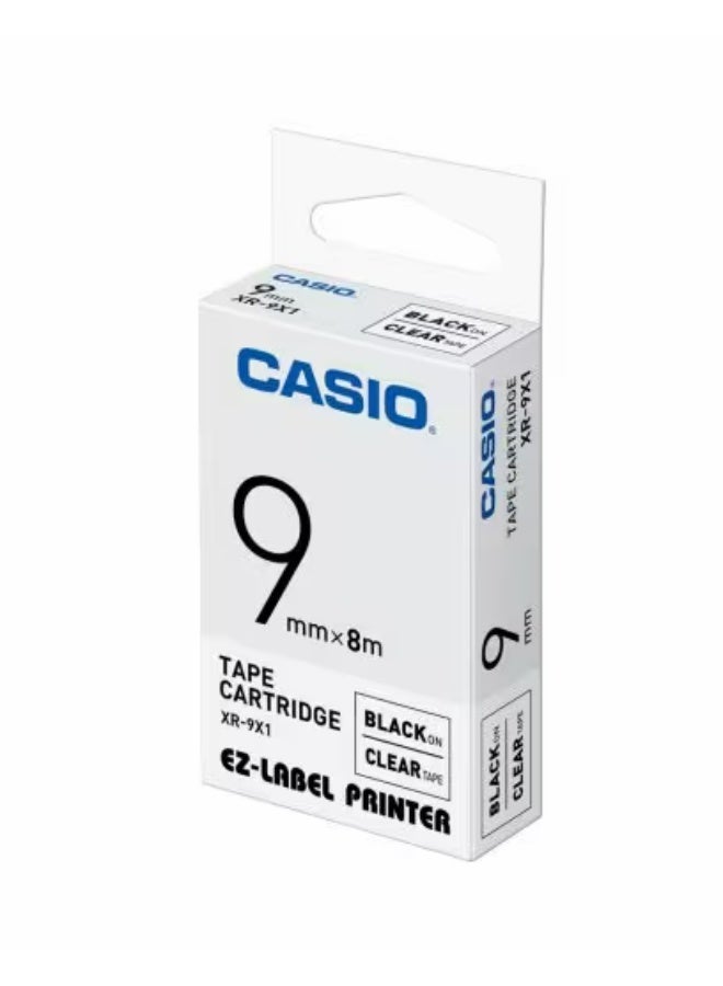 Casio tape cartridge black on clear tape XR-9X1 - Image 1
