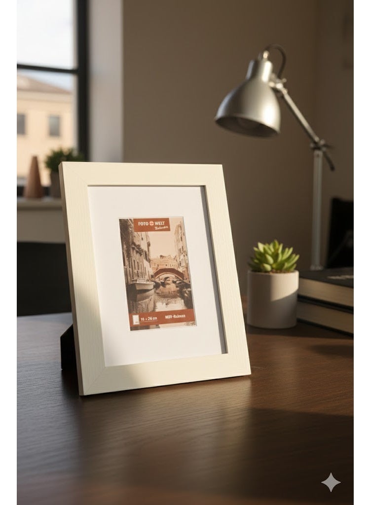 Photo Frame Set of 2, Off White MDF Picture Frames 29 x 23 cm, Modern Wooden Frame with Stand & Wall Hanging, Tabletop & Wall Mount Photo Frame Set for Home & Office - Image 2