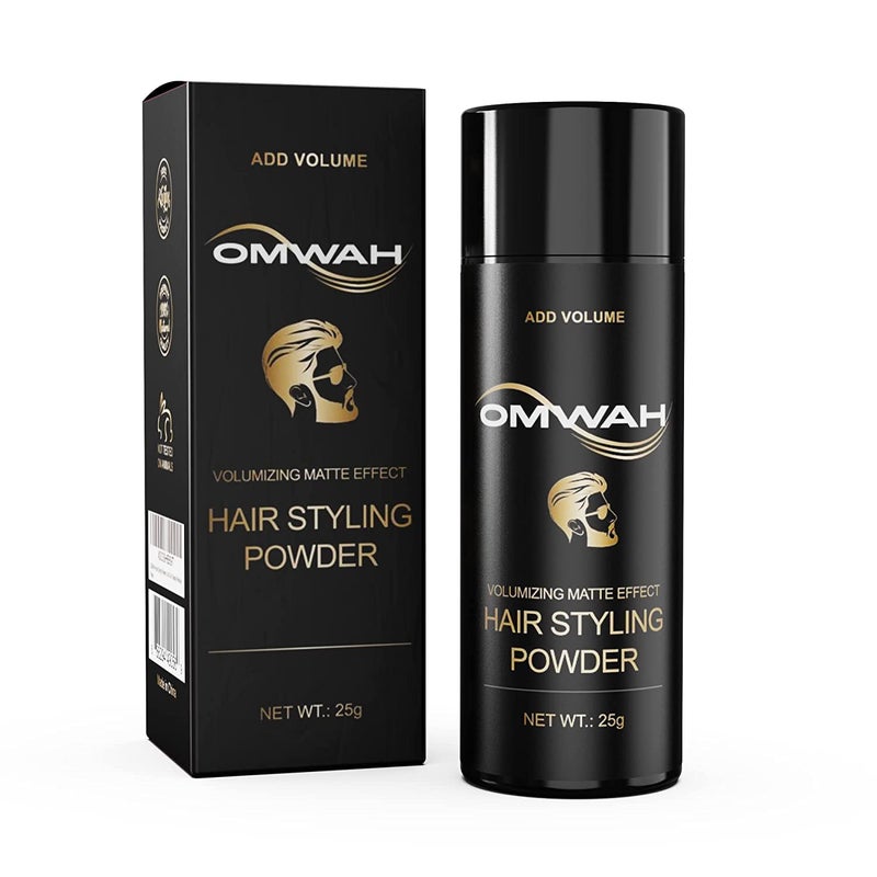 بودرة تصفيف الشعر OMWAH SNOWADE 25 جرام مظهر طبيعي بالكامل للرجال تضيف حجم وملمس بدون زيت أو بقايا دهنية