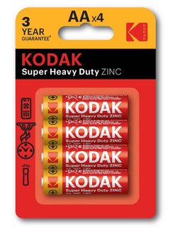 Kodak KODAK Super Heavy Duty | AA Batteries | Double A | Disposable Household | Carbon Zinc | 1.5V |4  Blister Pack 