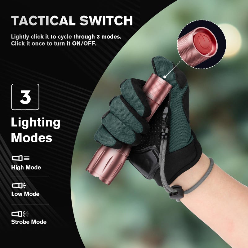 RECHOO LED Flashlight 2 Pack Pink, Tactical Flashlights High Lumens with 3 Modes, Pocket Small Flash Light, Waterproof Zoomable Flashlights for Home Emergency, Camping Essentials (Battery Included) - Image 5