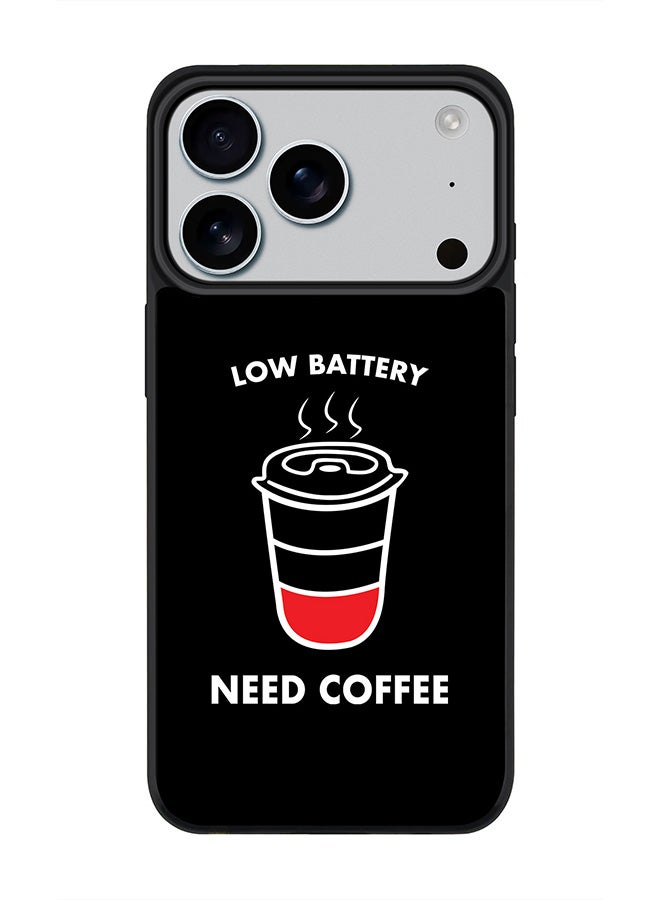 Stylizedd iPhone 17 Pro Case, [Compatible with MagSafe] Slim Magnetic cover Phone Case iPhone 17 Pro -Low battery need coffee - Image 1