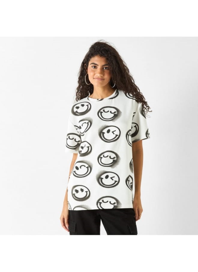 SP Characters All-Over SmileyWorld Print Crew Neck T-shirt with Short Sleeves  - Image 2