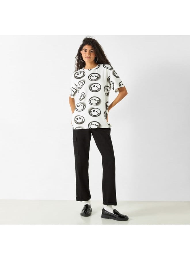 SP Characters All-Over SmileyWorld Print Crew Neck T-shirt with Short Sleeves  - Image 3