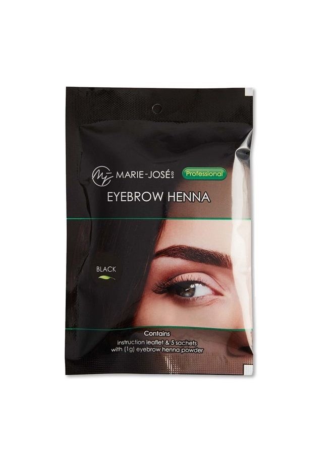 Marie-José - & Co Black Henna Tint Kit Eyebrow Dye, Eyebrow Spot Coloring, Long-Lasting Eyebrow Powder, Water & Smudge Proof, 5 Sachets, Good for 50 Applications - Image 1