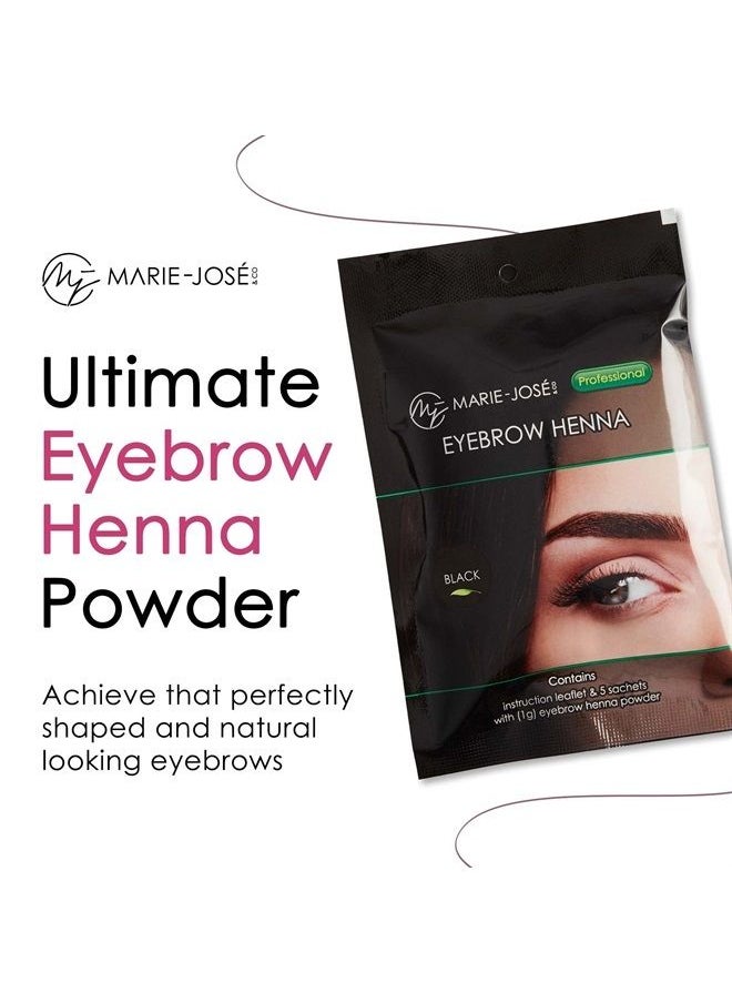 Marie-José - & Co Black Henna Tint Kit Eyebrow Dye, Eyebrow Spot Coloring, Long-Lasting Eyebrow Powder, Water & Smudge Proof, 5 Sachets, Good for 50 Applications - Image 1