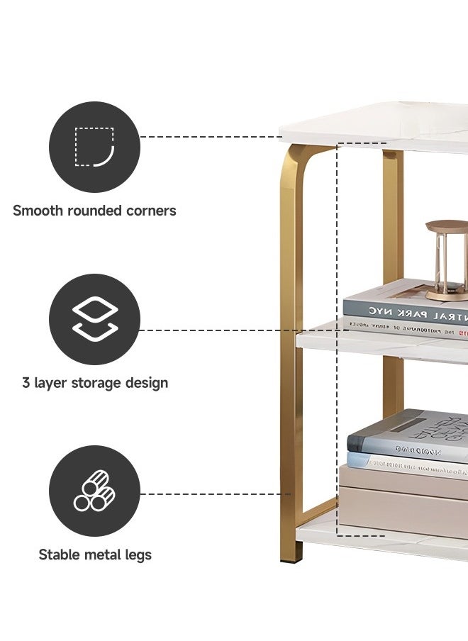 JOMILA Coffee Table with 3 Tier Storage Shelves Small Side Table for Small Spaces Sofa Table Bedside Table Small Table for Living Room Bedroom Sturdy Frame  Easy Assembly  - Image 3