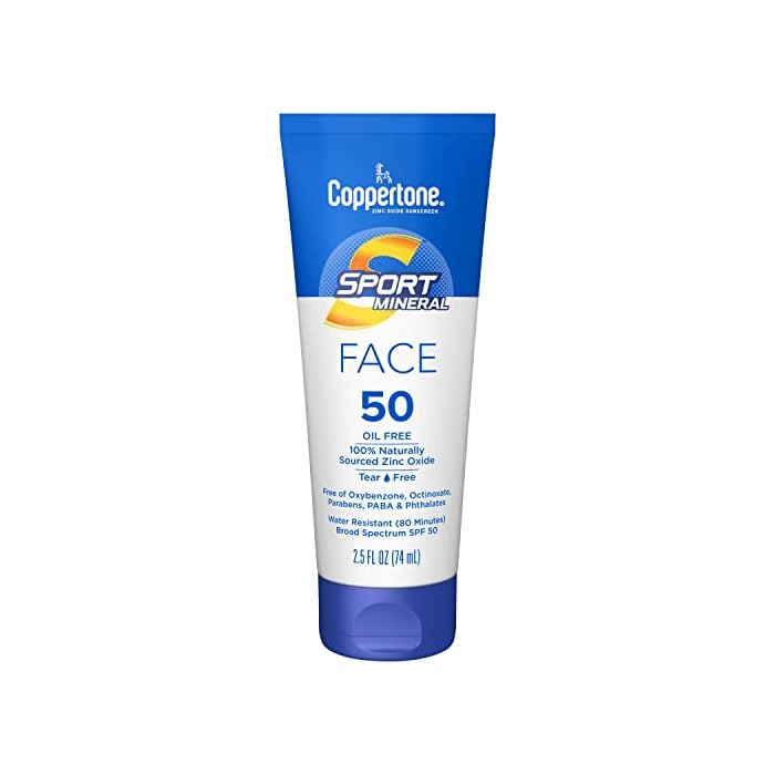 Coppertone Sport Mineral Face Sunscreen Lotion SPF 50 | Zinc Oxide Mineral Sunscreen | 2.5oz