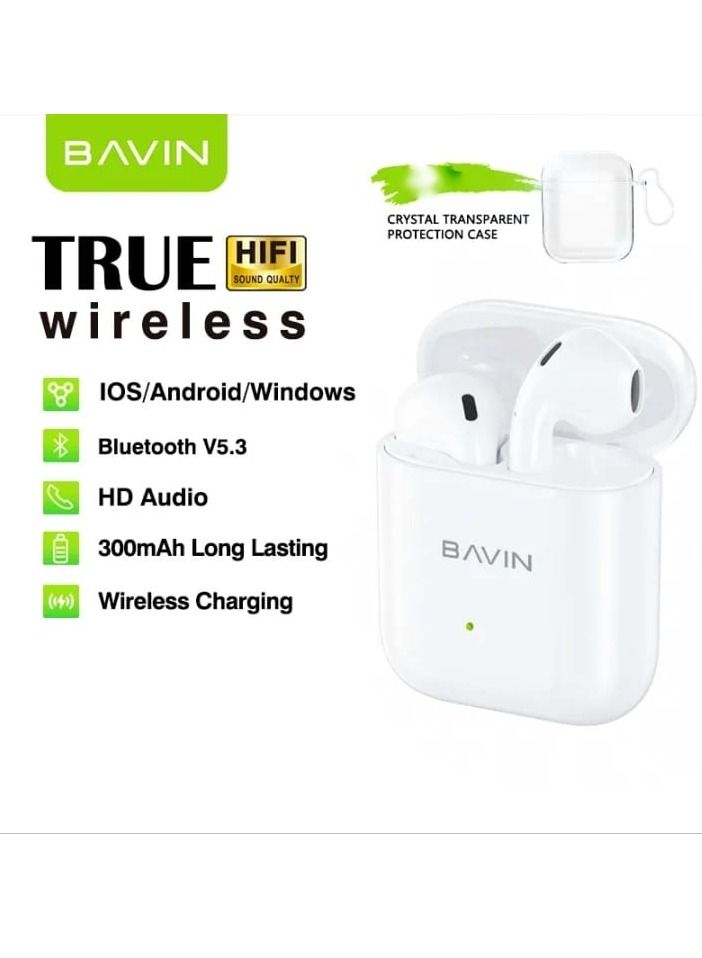 BAVIN BA35  Wireless Bluetooth Earphone Wireless Charging HiFi Stereo Sound Earbuds Touch Control