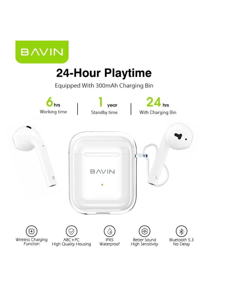 BAVIN BA35  Wireless Bluetooth Earphone Wireless Charging HiFi Stereo Sound Earbuds Touch Control