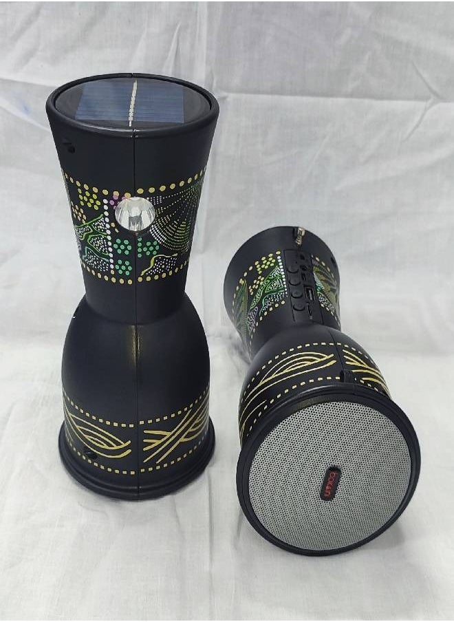 Small drum-shaped Bluetooth speaker (5 in 1) supports installing a flash drive, memory card, LED flashlight, FM radio, microphone installation, solar charging or room light