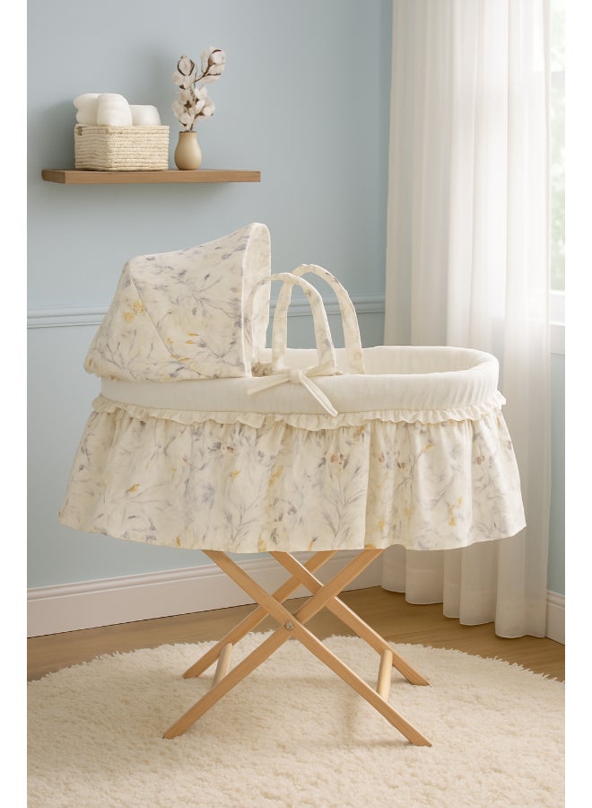 Kinder Valley Autumn Leaves Quilted Moses Basket With Natural Rocking Stand - Image 2