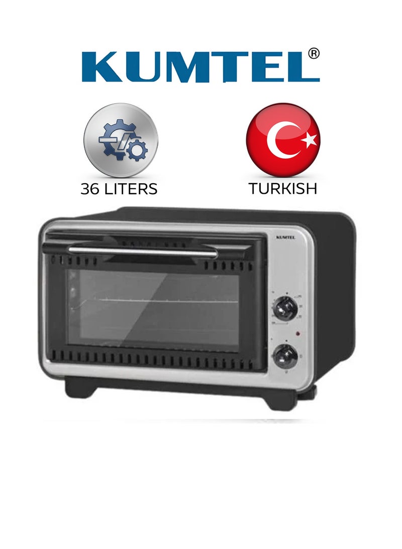 كومتيل فرن كهربائي - 36 لتر - 1420 واط - اسود - واجهة فضي - مفتاحين مع صينية فرن - KF3235BG - Image 1
