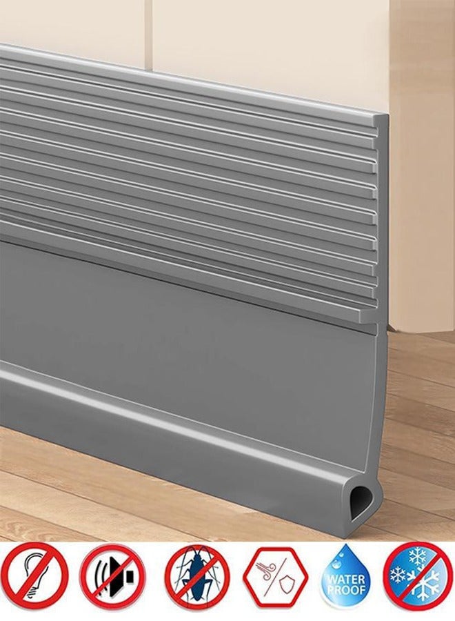 Door Draft Stopper Under Door Seal Door Air Stopper  Door Sweep for Exterior & Interior Doors Door Bottom Draft Blocker Dust and Noise Insulation Grey 100CM  - Image 1