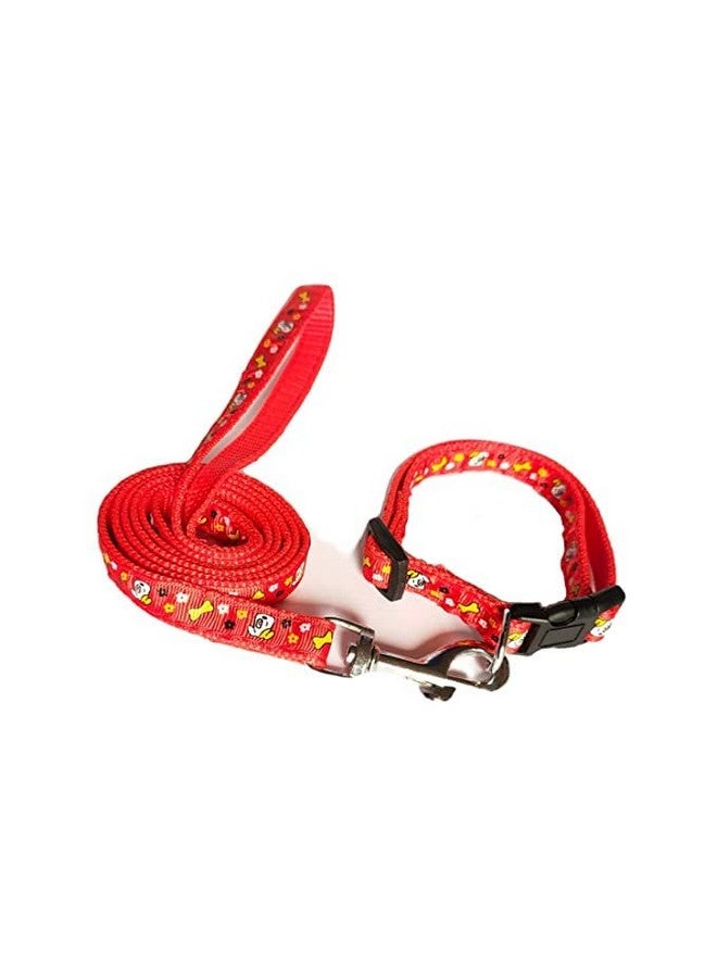 طوق نايلون مطبوع قابل للتعديل ومقود 15 مم - تصميم سريع الفتح وجيد التهوية، طوق لطيف سهل التثبيت مع جرس للكلاب الصغيرة والقطط - أحمر - Image 4