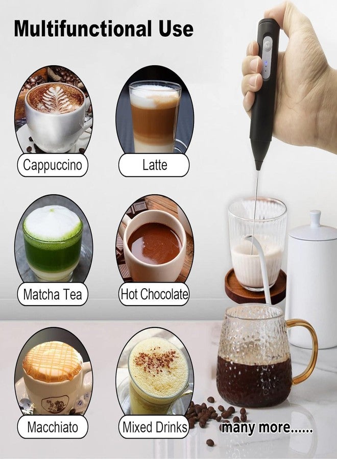PONDI Rechargeable Milk Frother Gift Set, USB-C Handheld Electric Drink Mixer with Stainless Steel Whisk, Portable Foam Maker for Lattes, Matcha, Cappuccino, Frappes & Hot Chocolate – Black - Image 2