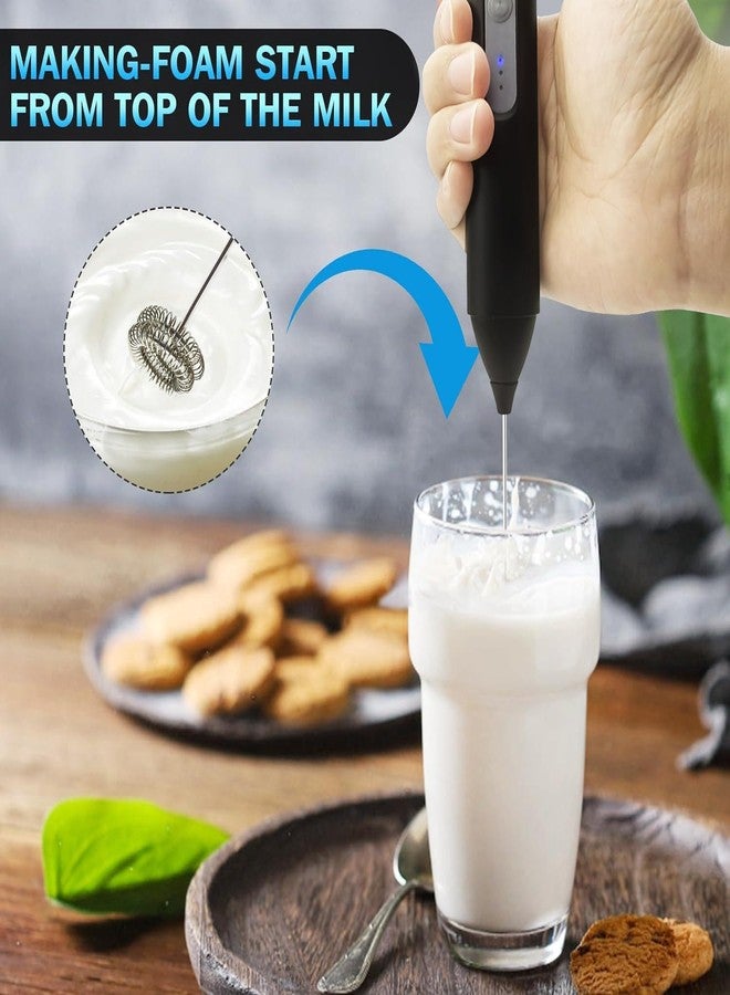 PONDI Rechargeable Milk Frother Gift Set, USB-C Handheld Electric Drink Mixer with Stainless Steel Whisk, Portable Foam Maker for Lattes, Matcha, Cappuccino, Frappes & Hot Chocolate – Black - Image 3