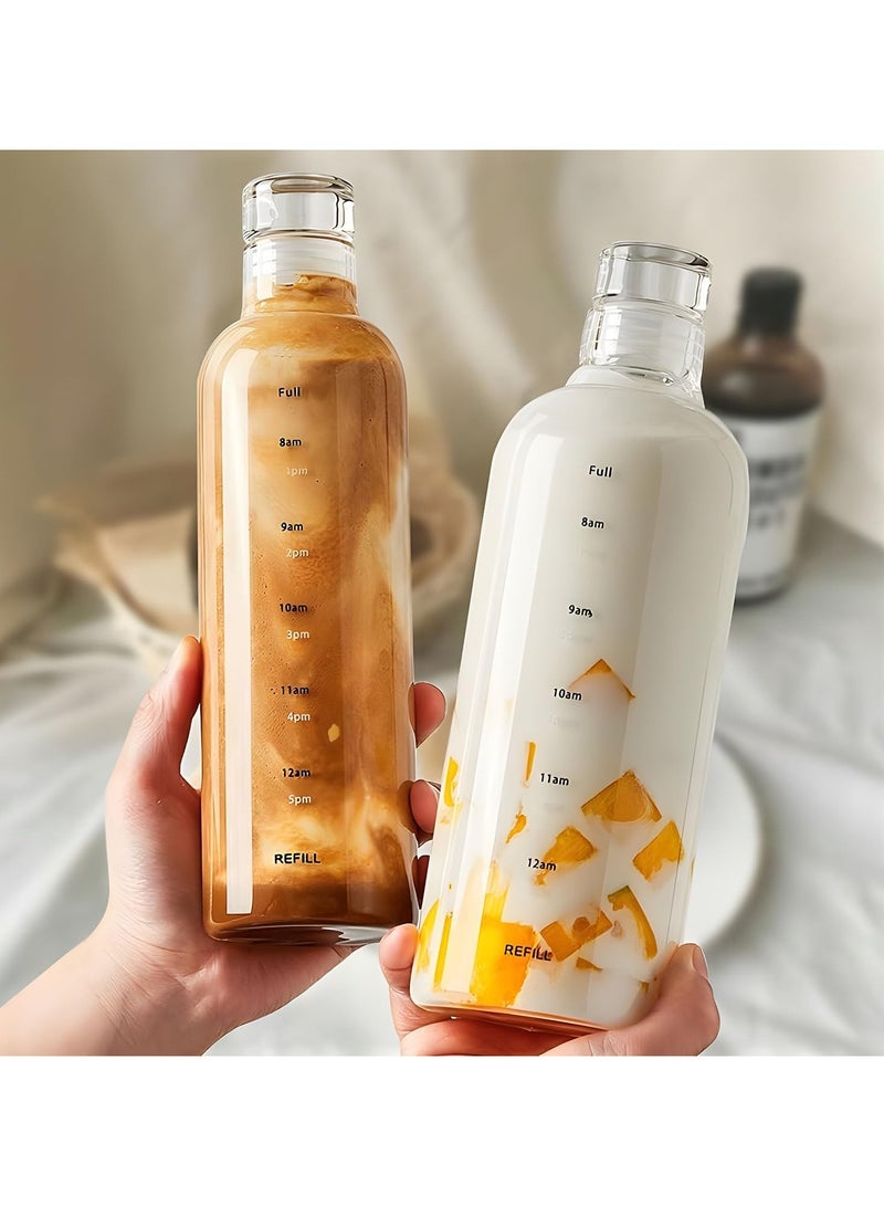 SPRING 2 Pieces Plastic Water Bottles with Time Markers Large Leakproof 500ml Transparent BPA Free Reusable Drinking Bottle for Water, Beverage, Milk White+Black - Image 5