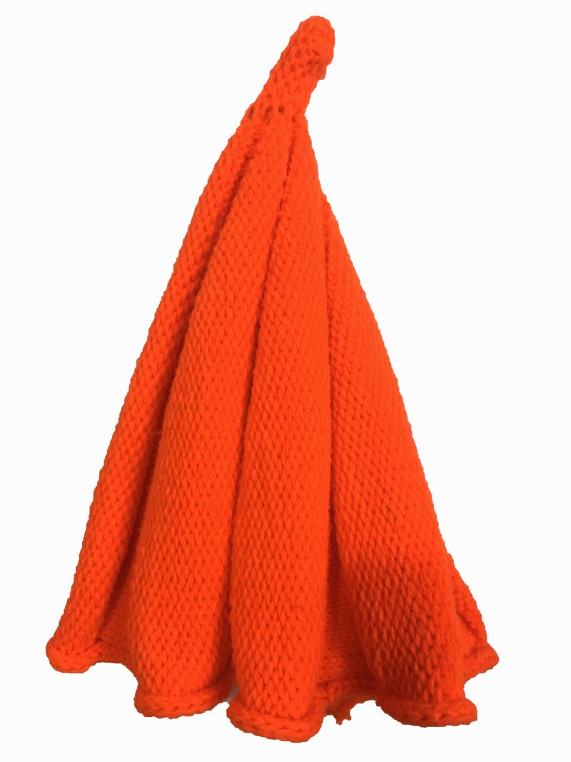 Cute Flower Knit Baby Cap with Twisted Top Orange