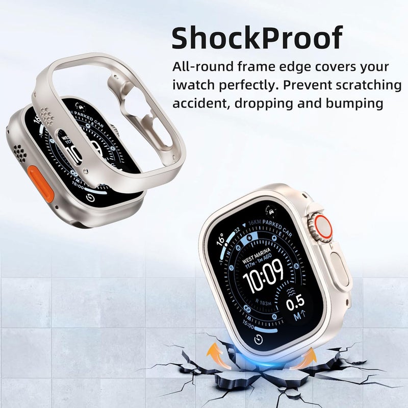 2 Pack [NO Screen Protector] Bumper Case for Apple Watch Ultra 3 (2025)/ Ultra 2 / Ultra 49mm, Slim Thin Shockproof Bumper Cover, Hard PC Protective Frame All-Around Edge, Starlight - Image 4