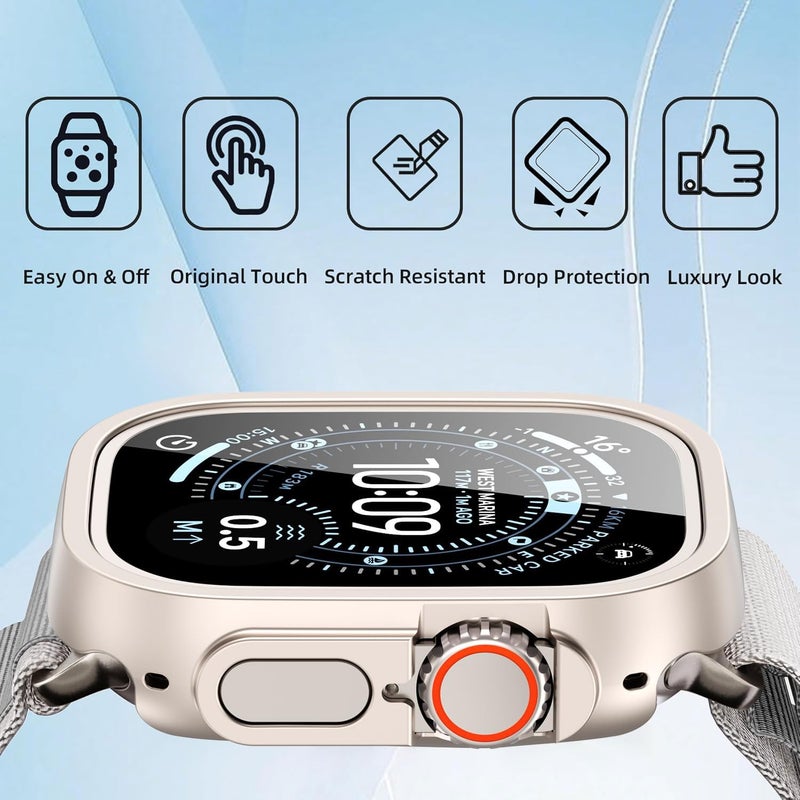 2 Pack [NO Screen Protector] Bumper Case for Apple Watch Ultra 3 (2025)/ Ultra 2 / Ultra 49mm, Slim Thin Shockproof Bumper Cover, Hard PC Protective Frame All-Around Edge, Starlight - Image 3