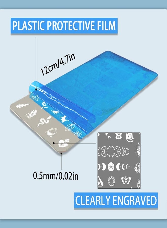 PH PandaHall 3pcs Moon and Sun Nail Stamping Plate, Divination Nail Art Templates Mysterious Art Stencils Stainless Steel Image Plates for Women Print Manicures Salon Design Supplies - Image 2