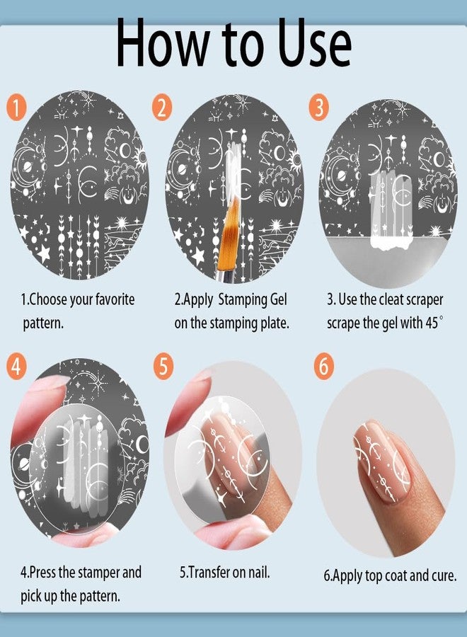 PH PandaHall 3pcs Moon and Sun Nail Stamping Plate, Divination Nail Art Templates Mysterious Art Stencils Stainless Steel Image Plates for Women Print Manicures Salon Design Supplies - Image 3