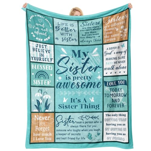 Buioata Sister Gifts Blanket Sister Birthday Gifts Birthday Gifts for Sisters Best Sis Ever Present for Women on Christmas Valentines Day Mothers Day Soft Throw Best Sis Adult Blanket 60 x 50 - Image 1